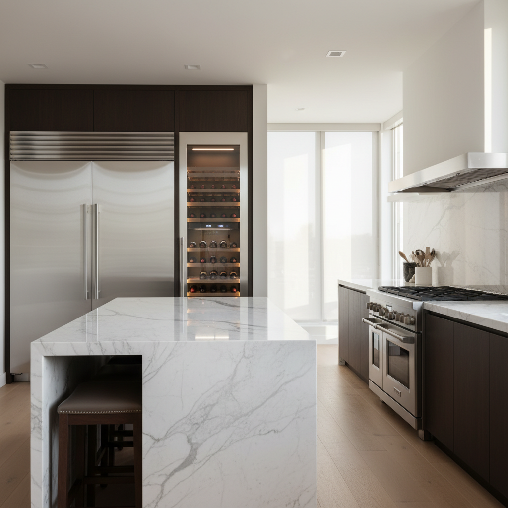 Luxury modern kitchen with premium stainless steel appliances